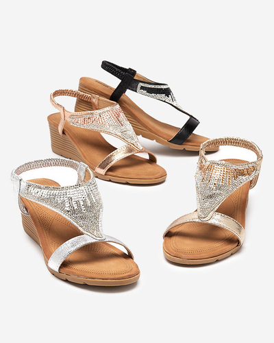 Moteriškos sandalai ant pleišto kulno sidabro spalvos Serrifo- Avalynė