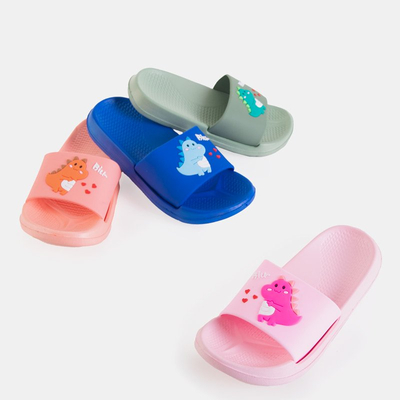 Žalios vaikiškos šlepetės su dinozauru Dinosik - Avalynė