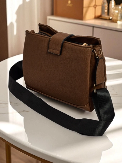 Сумка crossbody Aurelia со стежкой, элегантная, широкий ремешок коричневая