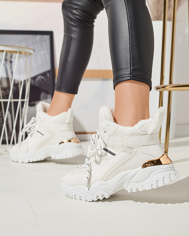 Белые женские спортивные кроссовки с мехом Sagglo- Footwear