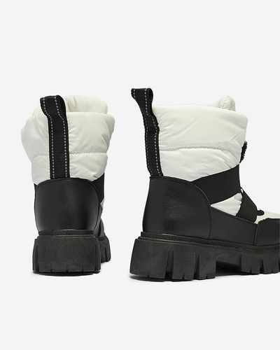 Женские сноубутсы на плоской подошве черно-белого цвета Ferory- Footwear