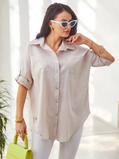 Royalfashion Moteriška medvilninė marškininė su 3/4 ilgiais