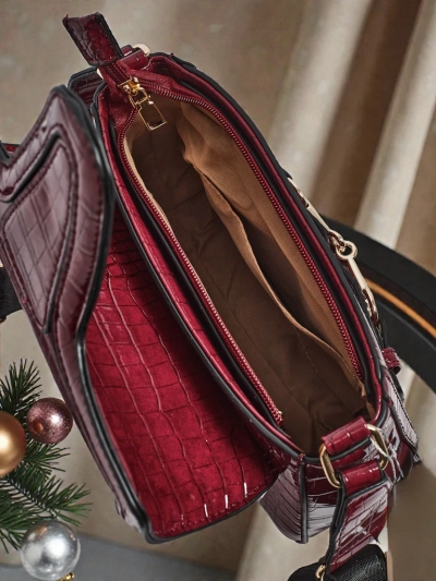 Moteriška rankinė „Aurora“ bordo spalvos, ekologiška, odinė, elegantiška