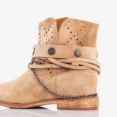 Светло-коричневые женские ботинки на скрытой танкетке Salemi