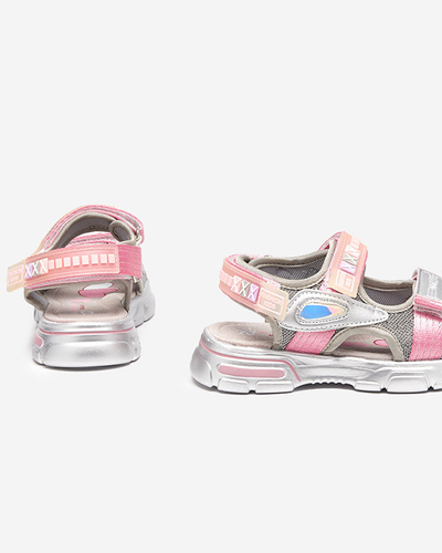 Серебряные и розовые детские сандалии на липучке Mepoti - Обувь