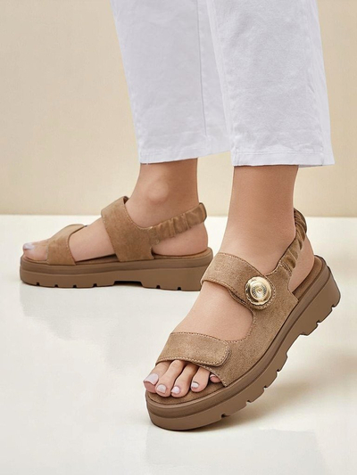 Royalfashion Callisto women's sandals brown ecological leather platform