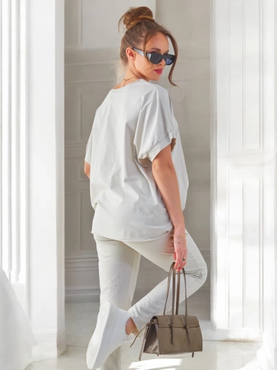 Royalfashion Женский комплект из хлопка с короткими рукавами и прямыми брюками