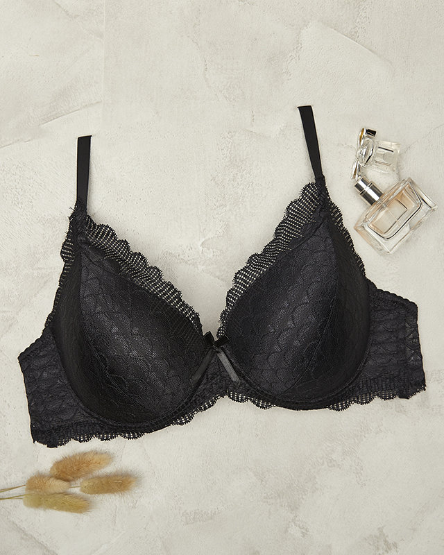 Черный женский бюстгальтер с мягкой подкладкой на косточках - Нижнее белье