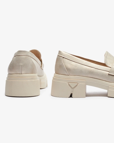 Золотые женские мокасины из экокожи Sepop- Footwear
