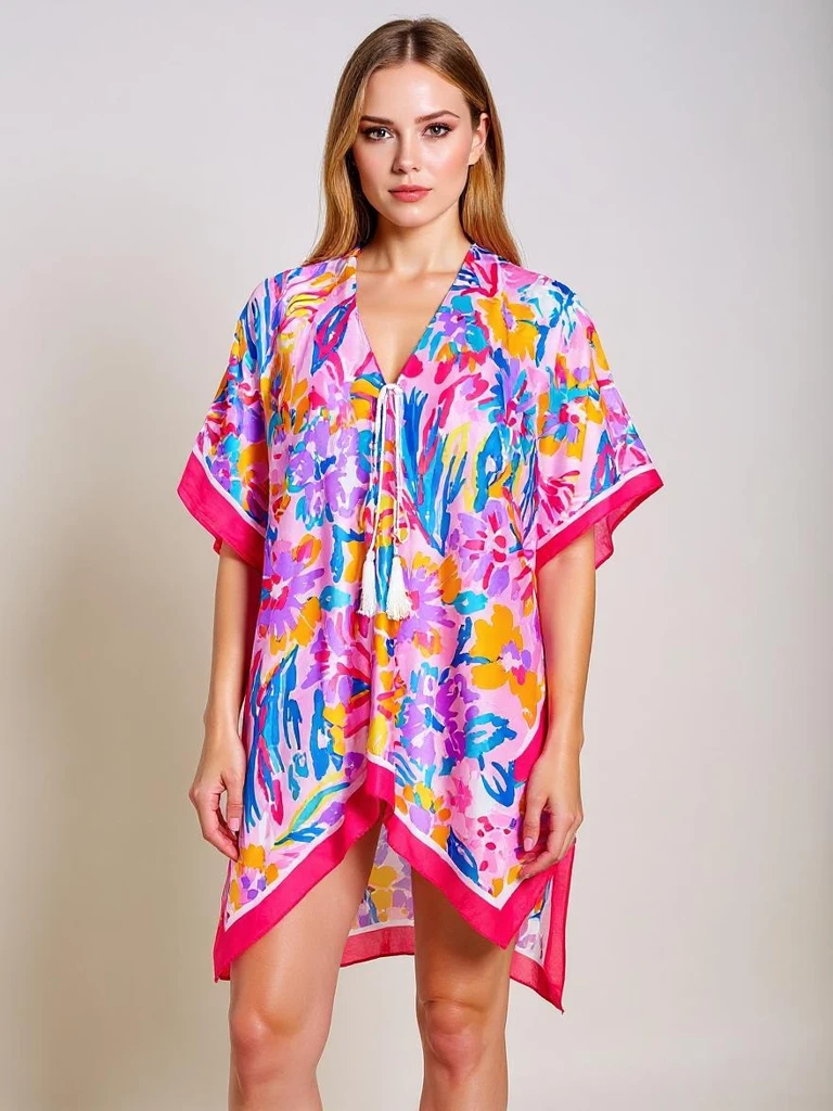 Pareo Selene Colore – многоцветная туника Royalfashion с V-образным вырезом