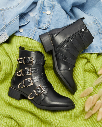 Женские сапоги с золотыми застежками и черным тиснением Letta-Footwear