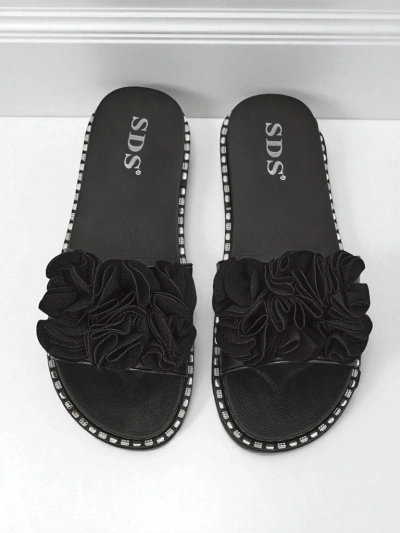 Royalfashion moteriškos šlepetės lygiu padu Flora Verde