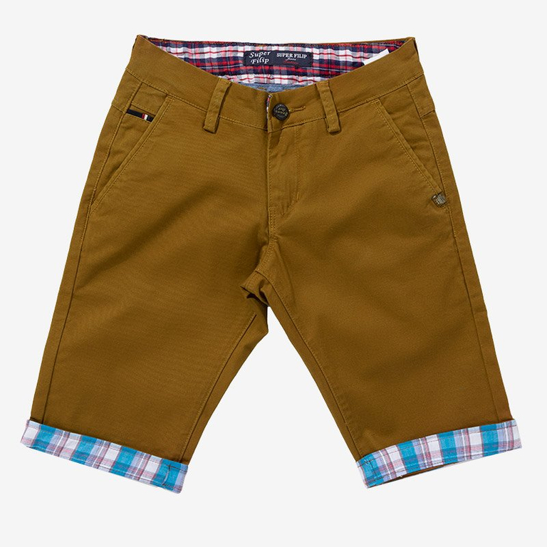 Vyriški rudi šortai su mėlynais intarpais - Drabužiai