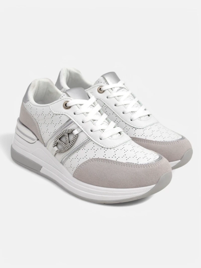Damskie sneakersy Melania Bianca na koturnie 6 cm skóra ekologiczna