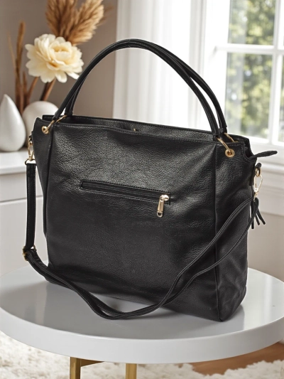 Torba damska Atena Nero – elegancka czarna torba ze skóry ekologicznej