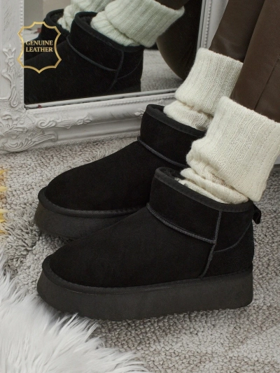 Trumpi a'la sniego batai moterims iš natūralios odos Elunara