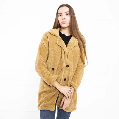 Светло-коричневый женский свитер с пуговицами