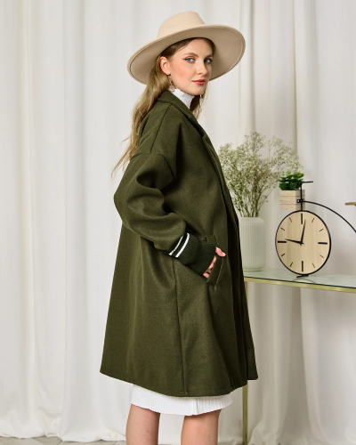 Royalfashion Женская куртка-сюртук длиной до колена темно-зеленого цвета