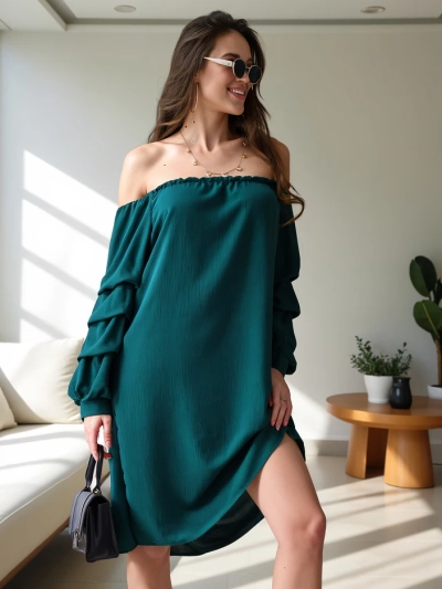 Royalfashion Гладкое женское платье в испанском стиле с рюшами