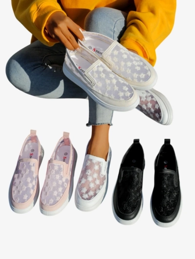 Женские сетчатые лоферы Royalfashion с цветами Emzos