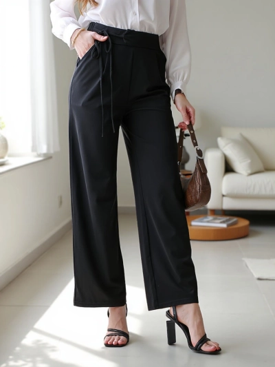 Royalfashion Широкие женские брюки с боковыми завязками