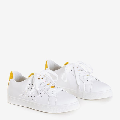 Biało-żółte damskie tenisówki Kaori - Obuwie