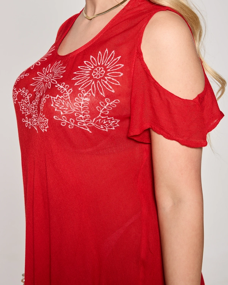 Raudona moteriška paplūdimio suknelė lovatiesė - Apranga