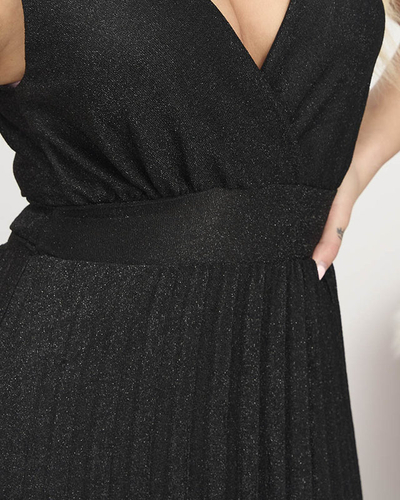 Длинное черное женское платье с блестками - Одежда