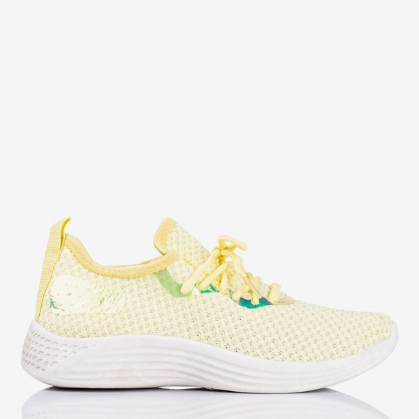 Żółte sportowe buty damskie z błyszczącym wykończeniem Epiphanie - Obuwie