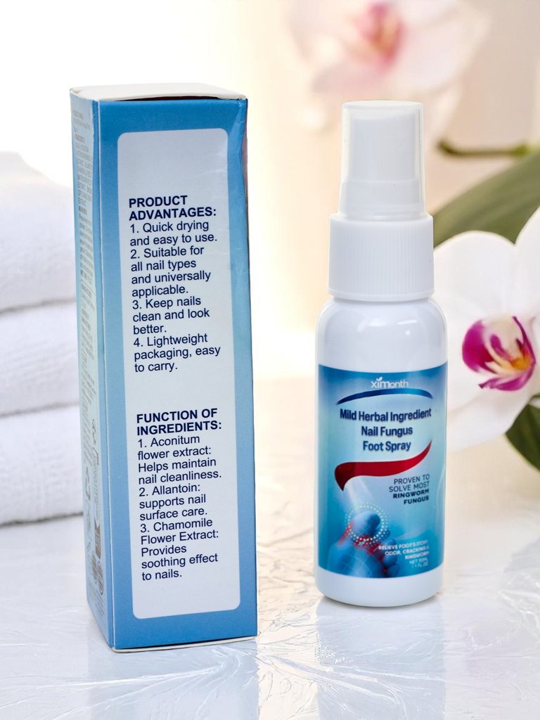 Purškalas, palengvinantis pėdų ir nagų mikozės simptomus