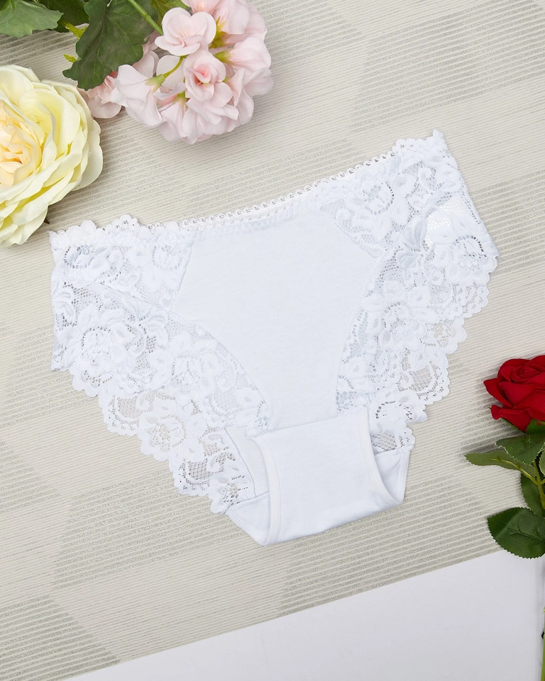 Белые женские кружевные трусики - Нижнее белье
