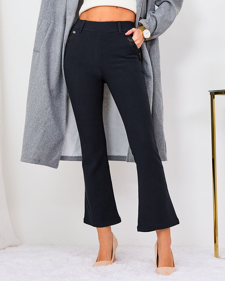 Royalfashion Черные женские брюки из ткани a'la bells