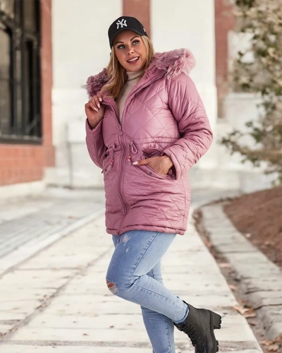 "Royalfashion" Moteriška dygsniuota striukė rožinės spalvos