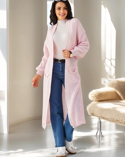 Royalfashion akrilo megztas moteriškas kardiganas