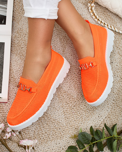 Royalfashion Moteriški medžiaginiai mokasinai su aukso puošyba Erticae