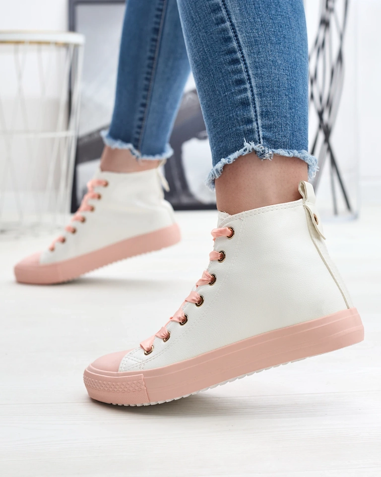 White-Pink Moteriški sportiniai bateliai Macako- Footwear