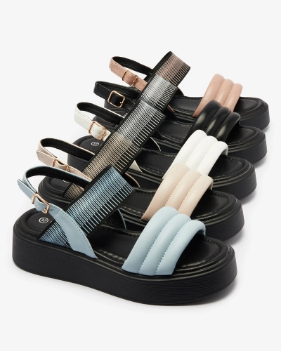 Rožiniai ir juodi moteriški sandalai storesniu padu Uvino- Avalynė