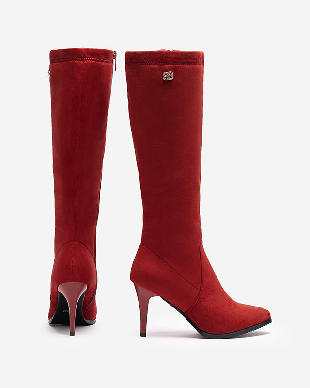 Женские бордовые утепленные сапоги до колена Vatarin - Обувь