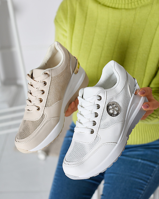 Женские белые кроссовки с глиттером и скрытым якорем Lysvyl- Footwear