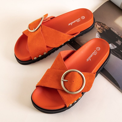 Oranžinės moteriškos basutės su „Ripi“ sagtimi - Avalynė