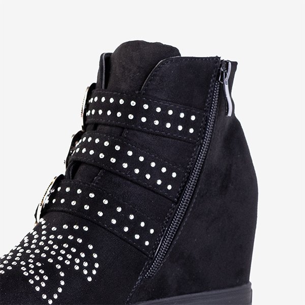 Черные кроссовки на танкетке с блестками Princali - Обувь