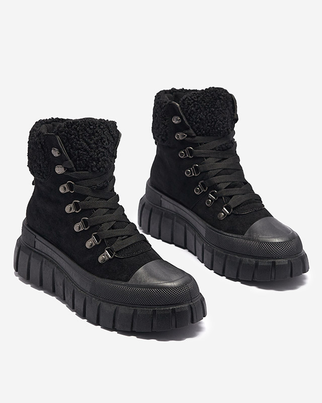 Moteriški Aulinukai Diana Juodi Odiniai Patogūs Žiemai