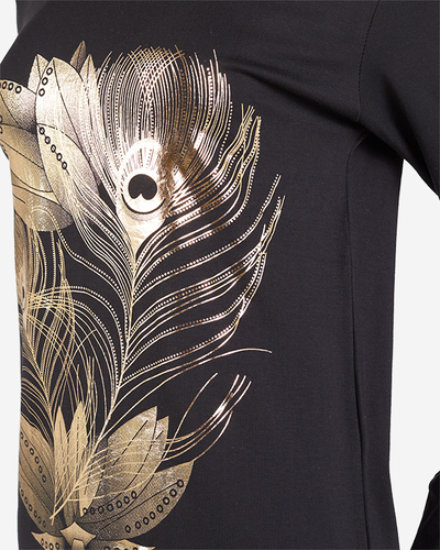 Moteriška juoda tunika auksinėmis gėlėmis - Drabužiai