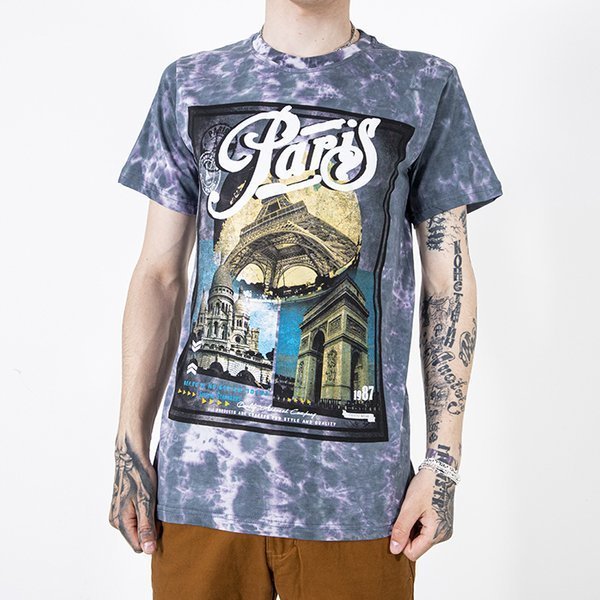 Vyriški pilki medvilniniai marškinėliai su įspaudu-Drabužiai