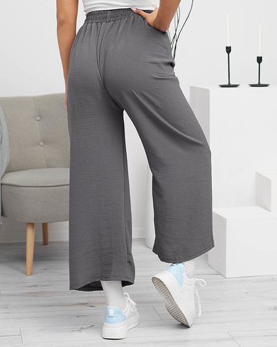 Темно-серые женские брюки палаццо с украшением