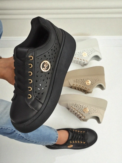 Aurelia Nero - Czarna platforma Royalfashion z eko skóry, model LH201-8