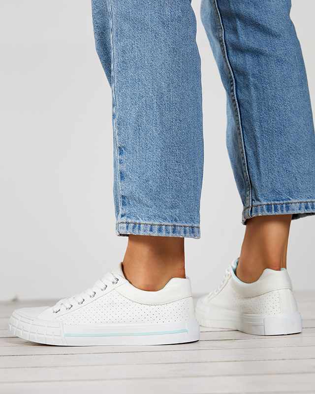 Женские белые кроссовки с мятной полоской Sols- Footwear