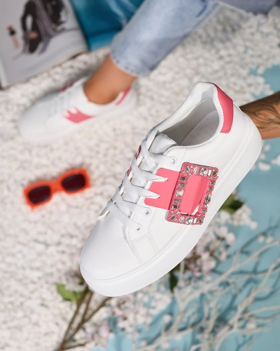 Белые и темно-розовые женские спортивные кроссовки Serbs - Обувь