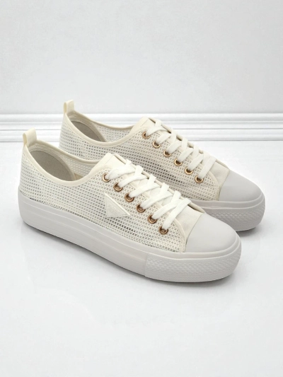 Women's White Ariadne Mesh Sneakers - Breathable Flat Sole Sneakers