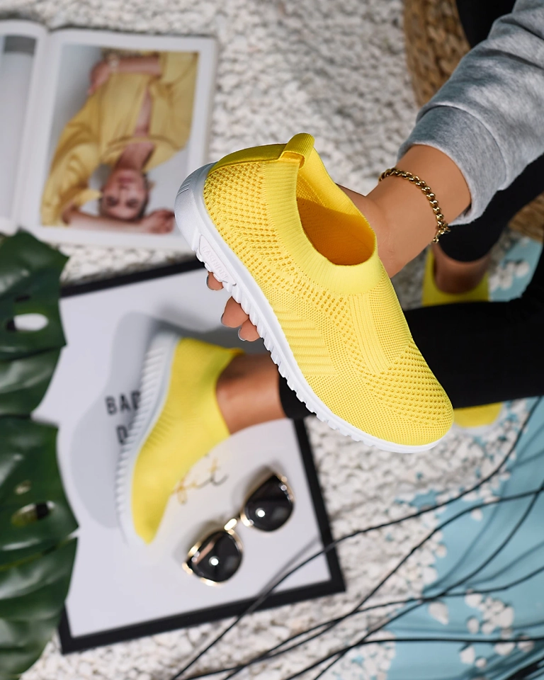 Желтые женские тканевые спортивные туфли-слипы Gilissa - Обувь